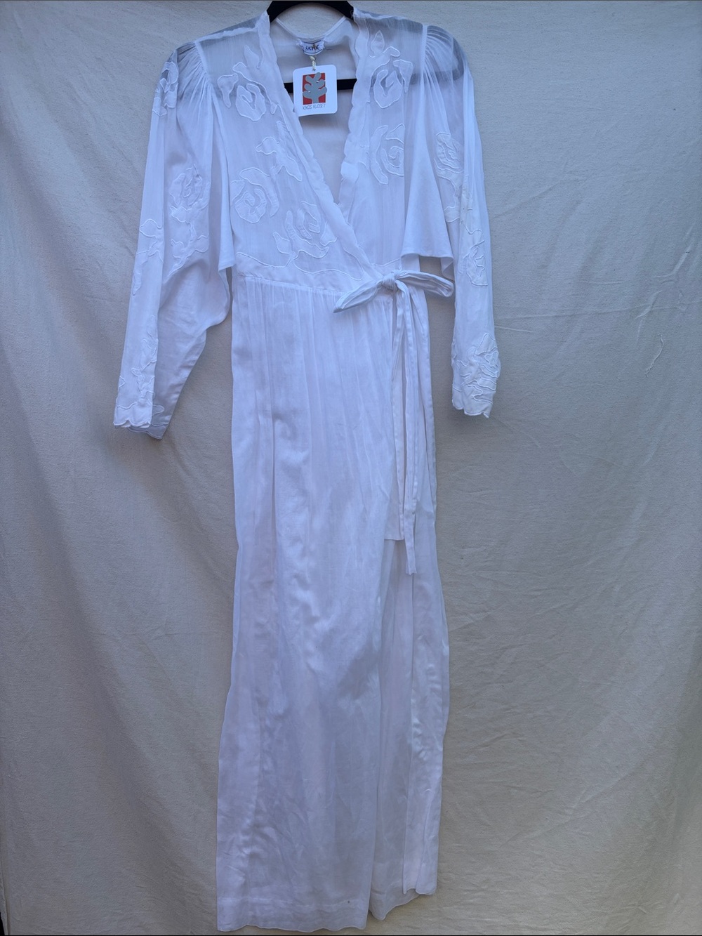 White Embroidered Wrap Dress
